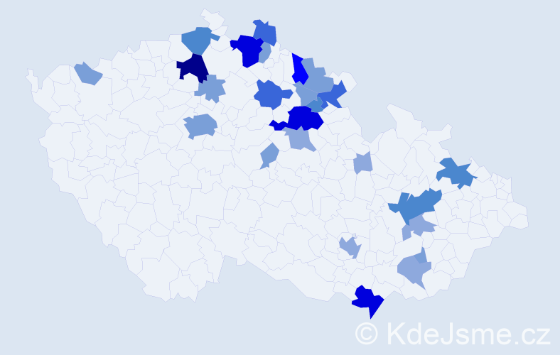 Příjmení: 'Kober', počet výskytů 75 v celé ČR