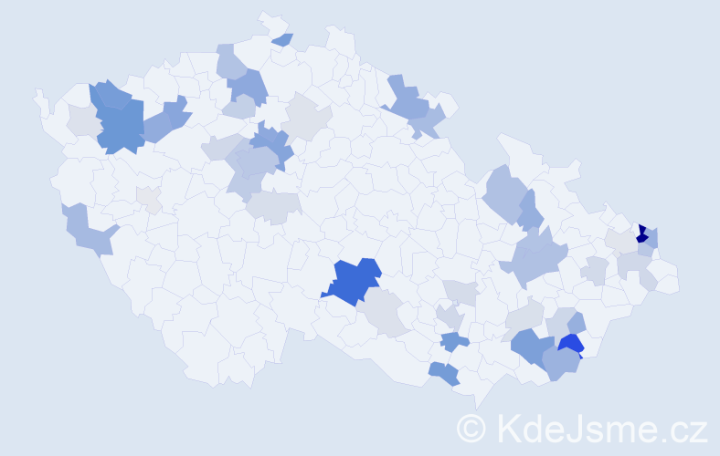 Příjmení: 'Fábry', počet výskytů 159 v celé ČR