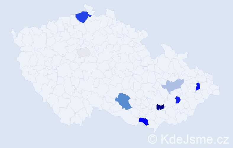 Příjmení: 'Kylerová', počet výskytů 12 v celé ČR