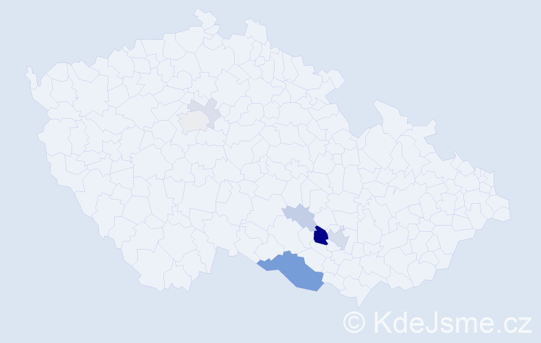 Příjmení: 'Čertek', počet výskytů 22 v celé ČR