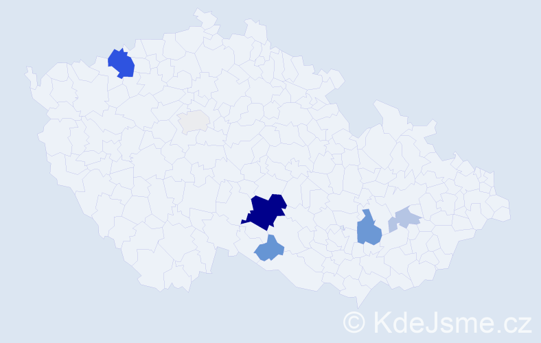 Příjmení: 'Kalay', počet výskytů 19 v celé ČR