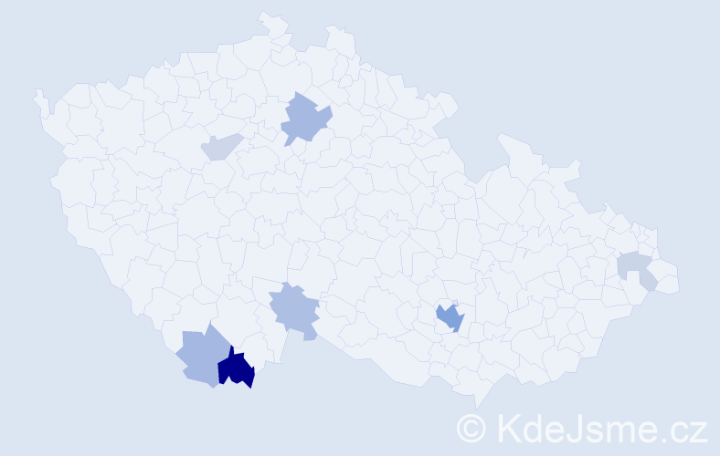 Příjmení: 'Marošiová', počet výskytů 18 v celé ČR