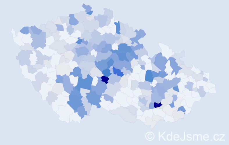 Příjmení: 'Hanousek', počet výskytů 859 v celé ČR