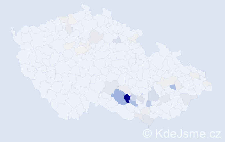 Příjmení: 'Kopuletá', počet výskytů 157 v celé ČR
