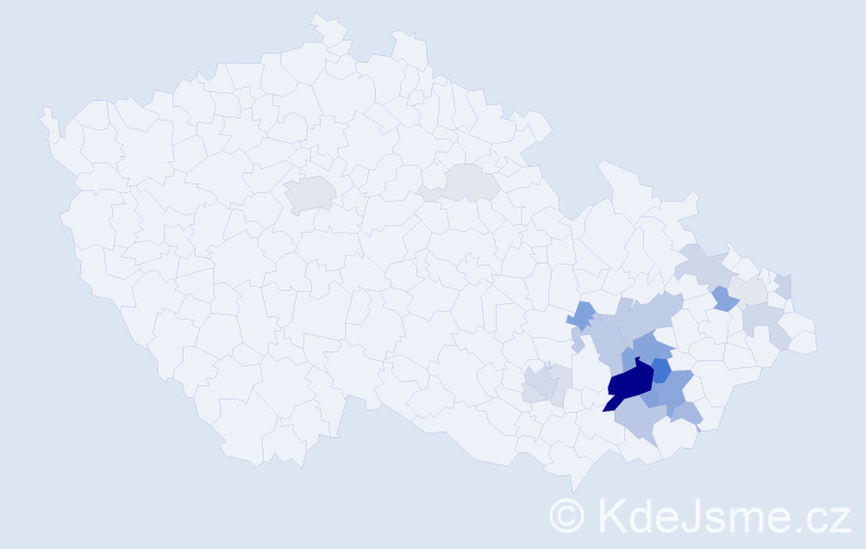 Příjmení: 'Klabal', počet výskytů 78 v celé ČR