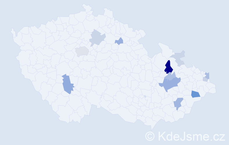Příjmení: 'Kudlák', počet výskytů 40 v celé ČR
