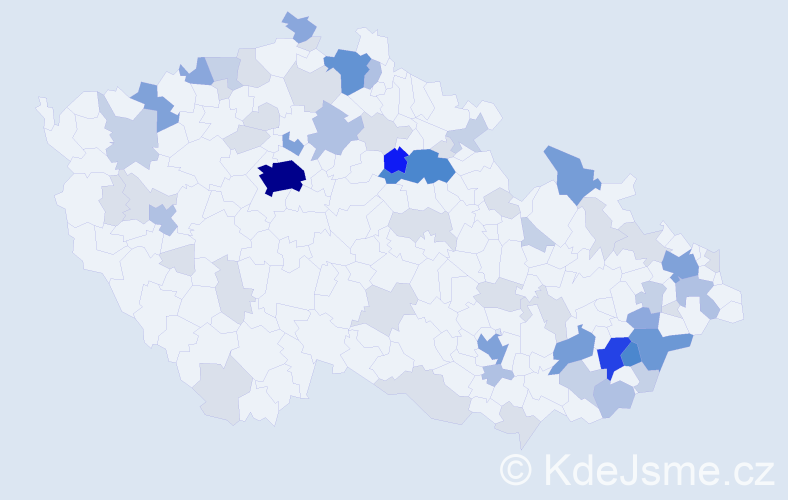 Příjmení: 'Bajza', počet výskytů 202 v celé ČR