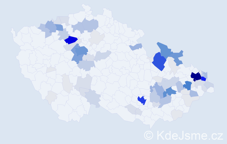 Příjmení: 'Pokuta', počet výskytů 383 v celé ČR