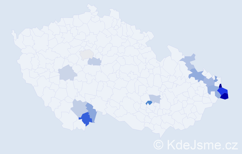 Příjmení: 'Čudek', počet výskytů 43 v celé ČR