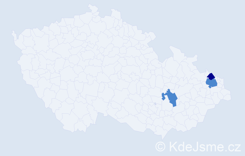 Příjmení: 'Čechačková', počet výskytů 5 v celé ČR