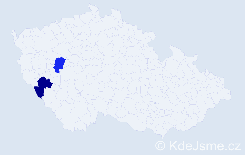 Příjmení: 'Kybyc', počet výskytů 5 v celé ČR