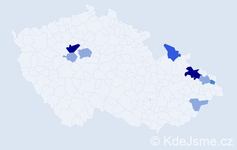 Příjmení: 'Malysa', počet výskytů 19 v celé ČR