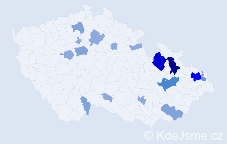 Příjmení: 'Barčík', počet výskytů 46 v celé ČR