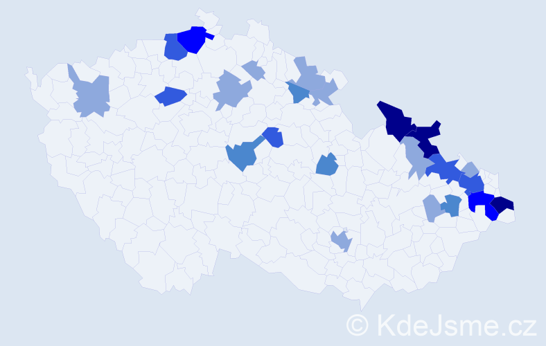 Příjmení: 'Backa', počet výskytů 55 v celé ČR