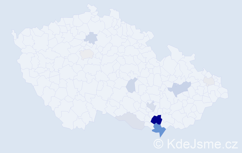 Příjmení: 'Dostoupilová', počet výskytů 32 v celé ČR