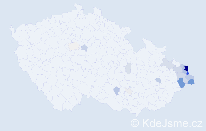 Příjmení: 'Górecká', počet výskytů 108 v celé ČR