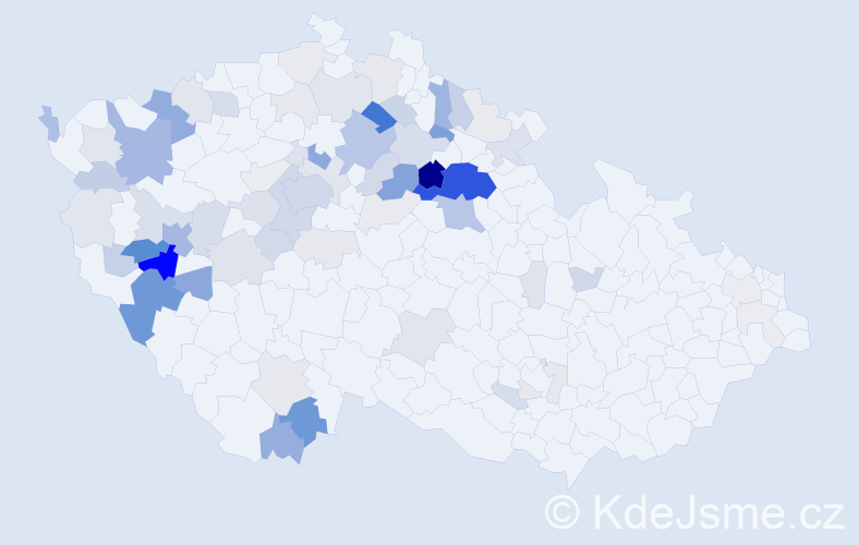 Příjmení: 'Česáková', počet výskytů 282 v celé ČR