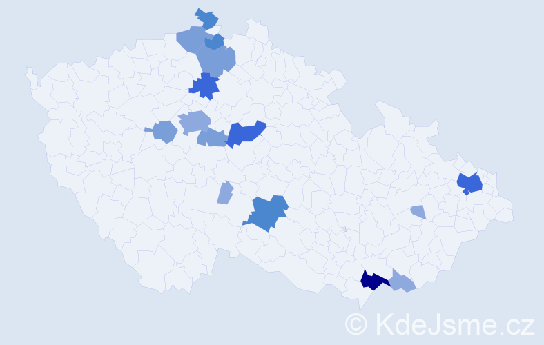 Příjmení: 'Plešingr', počet výskytů 40 v celé ČR