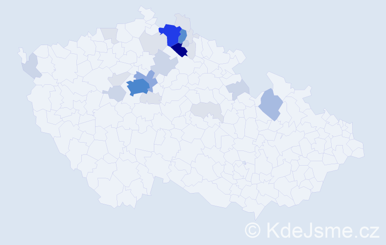 Příjmení: 'Jiroš', počet výskytů 97 v celé ČR