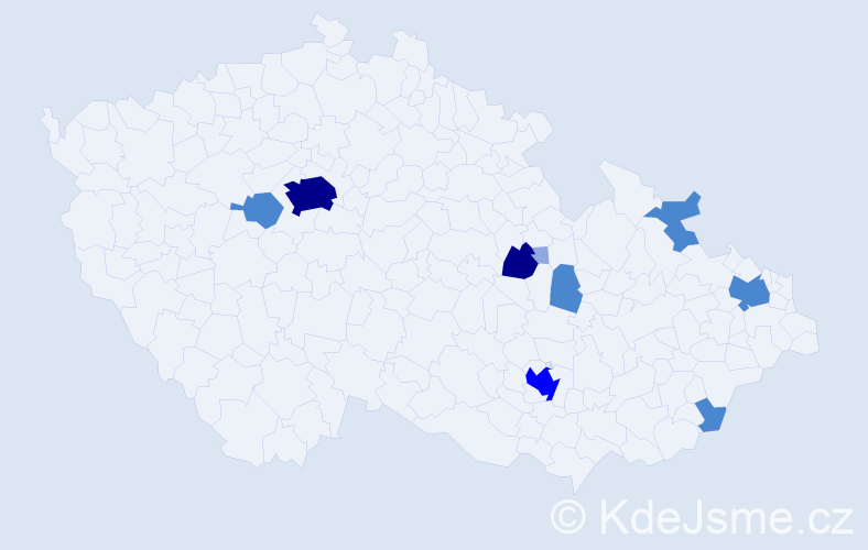 Příjmení: 'Metyšová', počet výskytů 25 v celé ČR
