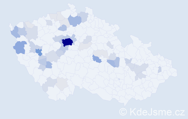 Příjmení: 'Pechr', počet výskytů 166 v celé ČR