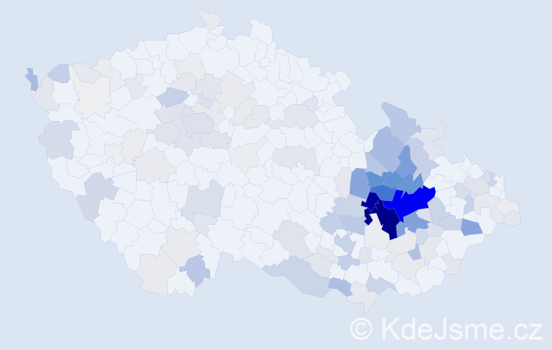 Příjmení: 'Vychodil', počet výskytů 685 v celé ČR