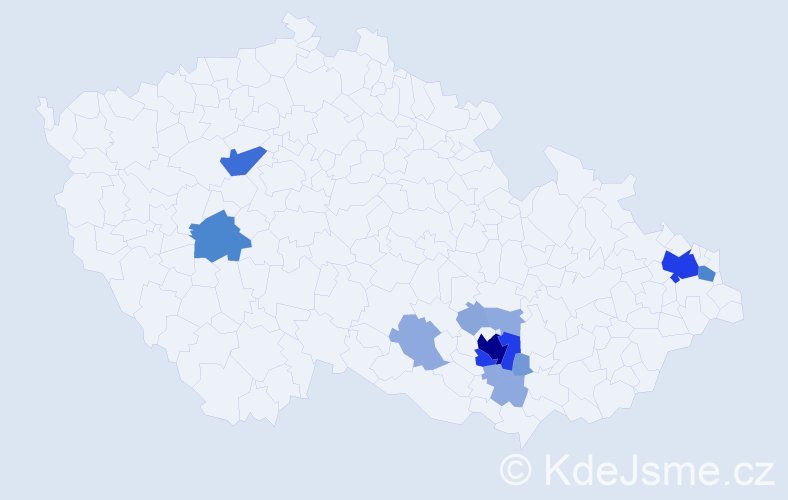 Příjmení: 'Konvica', počet výskytů 43 v celé ČR
