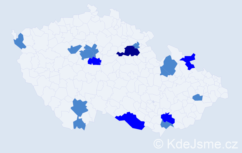 Příjmení: 'Šubjaková', počet výskytů 22 v celé ČR