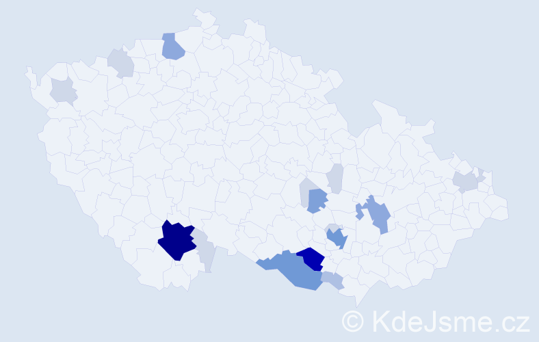 Příjmení: 'Vyžrálková', počet výskytů 59 v celé ČR