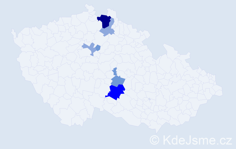 Příjmení: 'Pruknar', počet výskytů 18 v celé ČR