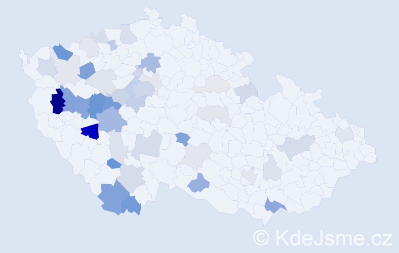 Příjmení: 'Čekan', počet výskytů 140 v celé ČR