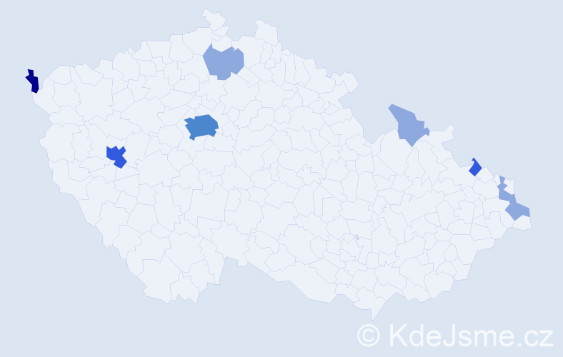 Příjmení: 'Kubin', počet výskytů 19 v celé ČR