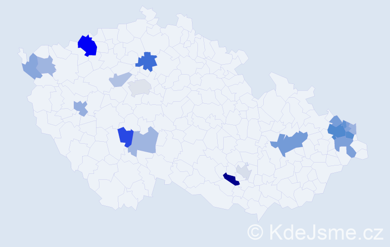 Příjmení: 'Pivovarová', počet výskytů 39 v celé ČR