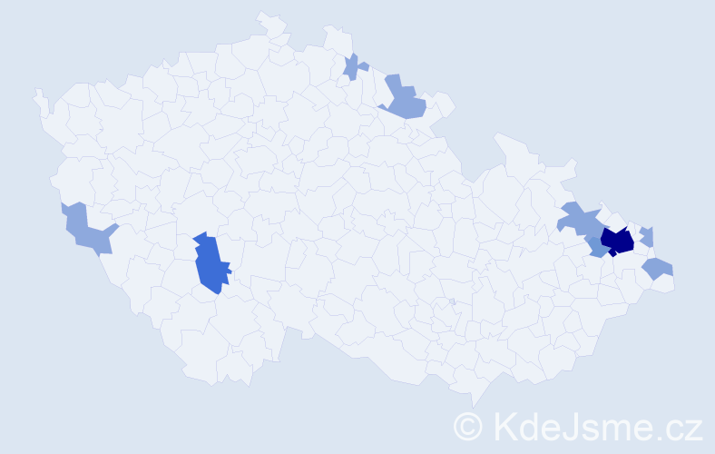 Příjmení: 'Čišecká', počet výskytů 25 v celé ČR