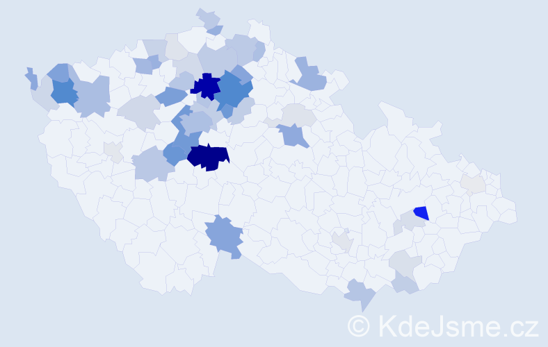 Příjmení: 'Pešanová', počet výskytů 142 v celé ČR