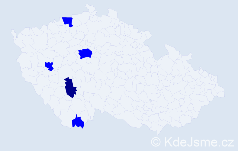 Příjmení: 'Tanáčová', počet výskytů 6 v celé ČR