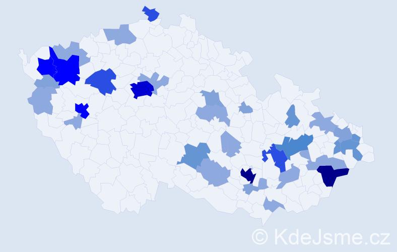 Příjmení: 'Zigmund', počet výskytů 106 v celé ČR