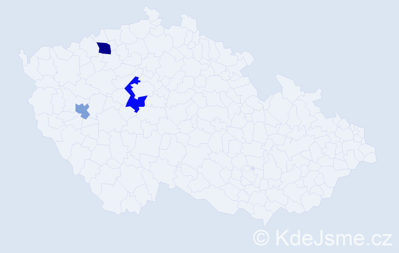 Příjmení: 'Gonev', počet výskytů 5 v celé ČR