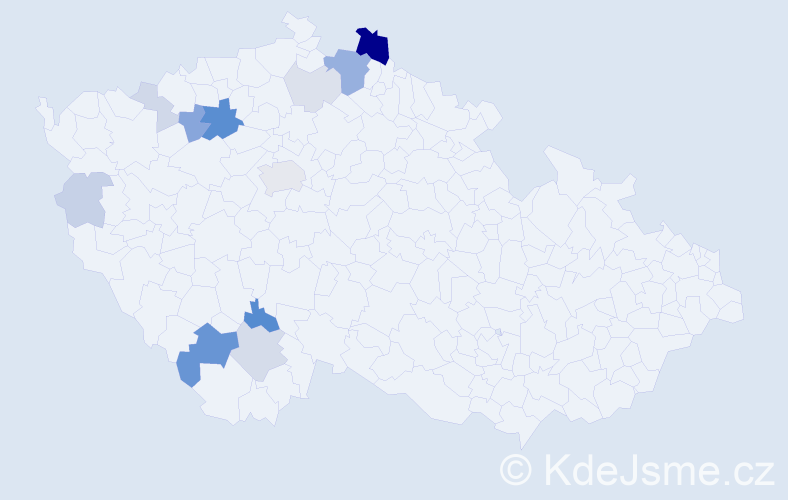 Příjmení: 'Rajn', počet výskytů 38 v celé ČR