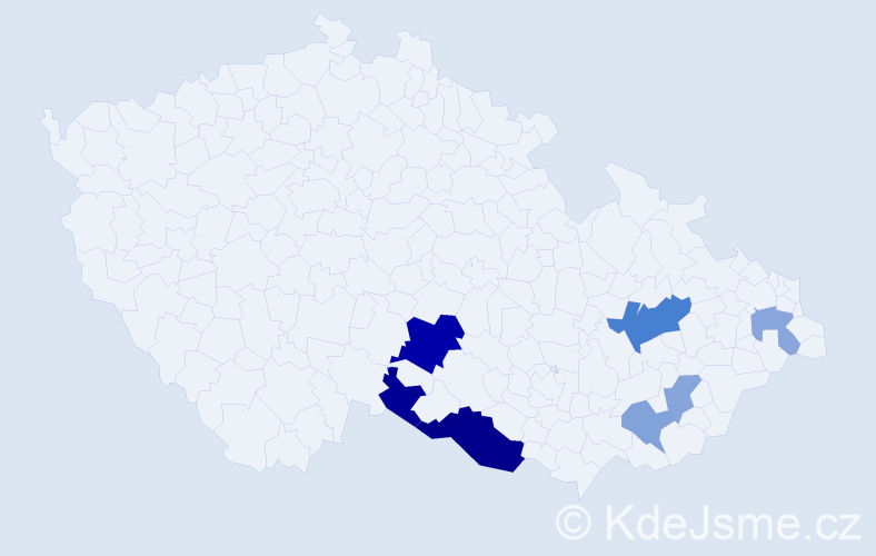 Příjmení: 'Piáčková', počet výskytů 15 v celé ČR