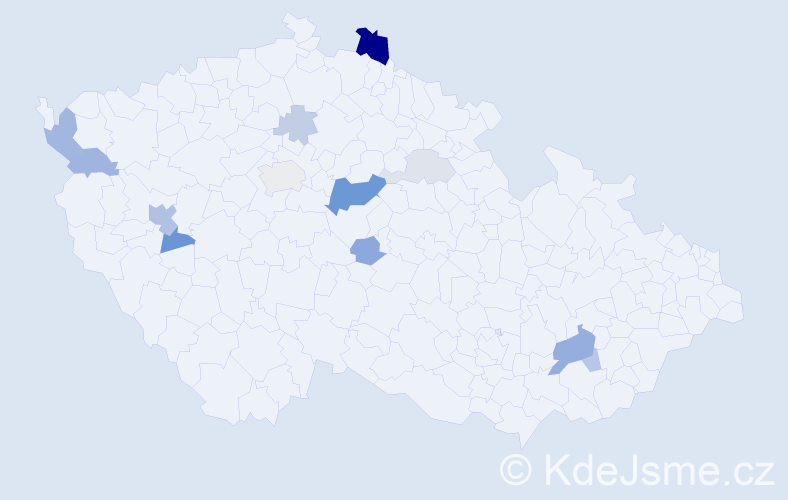 Příjmení: 'Knížáková', počet výskytů 29 v celé ČR