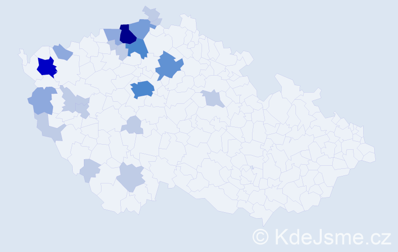Příjmení: 'Proftová', počet výskytů 53 v celé ČR