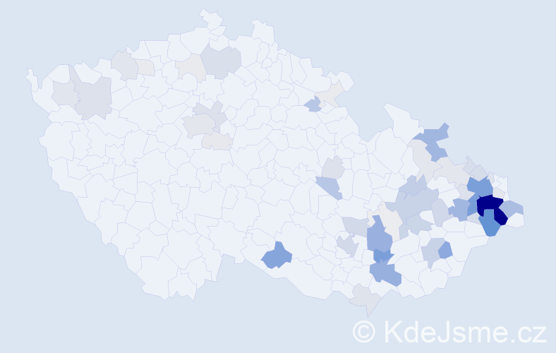 Příjmení: 'Pokluda', počet výskytů 286 v celé ČR