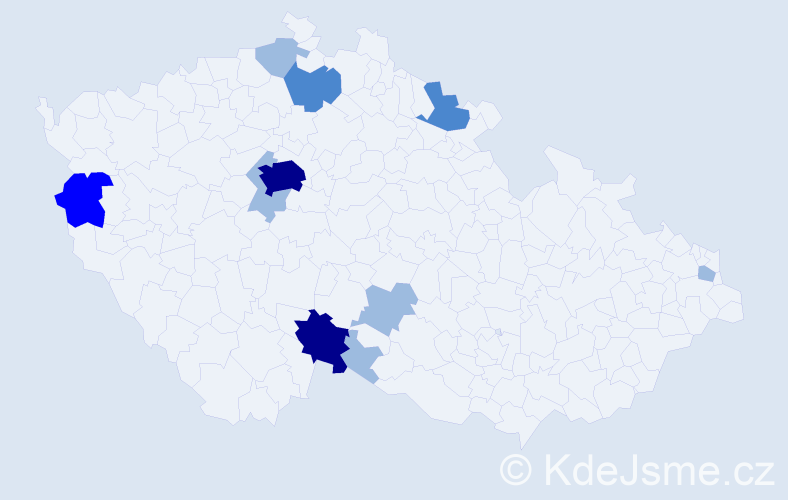 Příjmení: 'Ábel', počet výskytů 20 v celé ČR