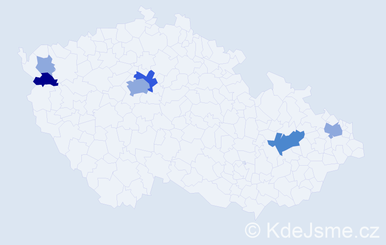 Příjmení: 'Puterová', počet výskytů 13 v celé ČR