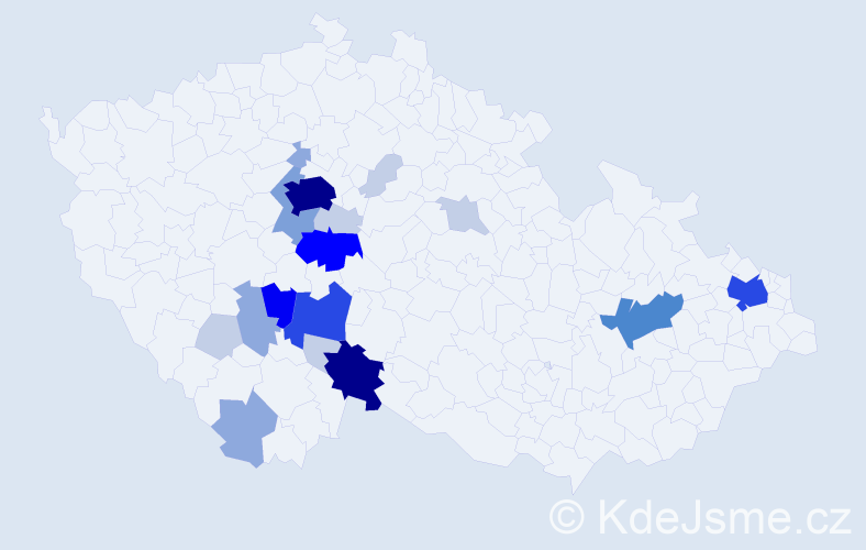 Příjmení: 'Kukač', počet výskytů 72 v celé ČR