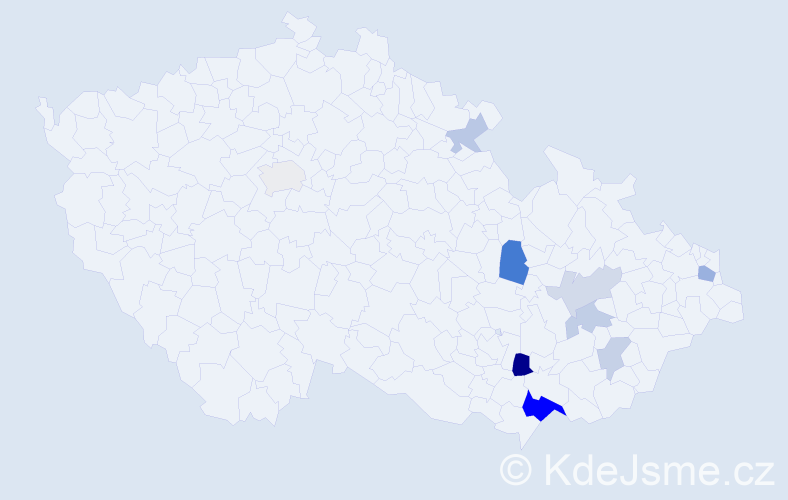 Příjmení: 'Hrnek', počet výskytů 19 v celé ČR