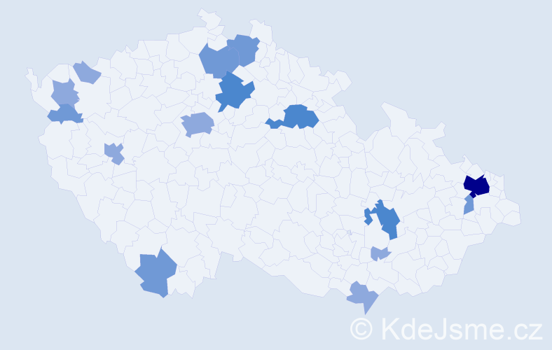 Příjmení: 'Andrejko', počet výskytů 31 v celé ČR