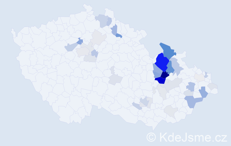 Příjmení: 'Kamlerová', počet výskytů 123 v celé ČR
