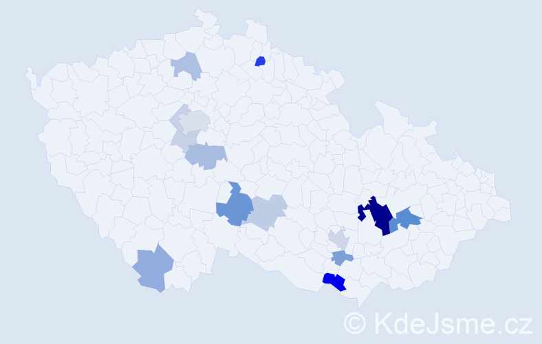 Příjmení: 'Crhanová', počet výskytů 31 v celé ČR
